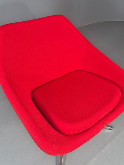 Vintage Allermuir Open Range Swivel Chair Red Fabric EB12247