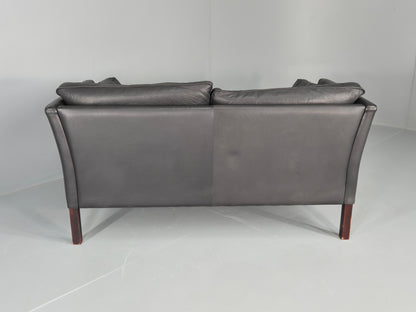 Vintage 2 Seater Sofa Stouby Danish Retro MCM Brown Leather 1980s EB12432