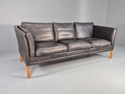 Vintage 3 Seater Sofa Danish Black Mogens Hansen 1990s MCM Retro EB11949