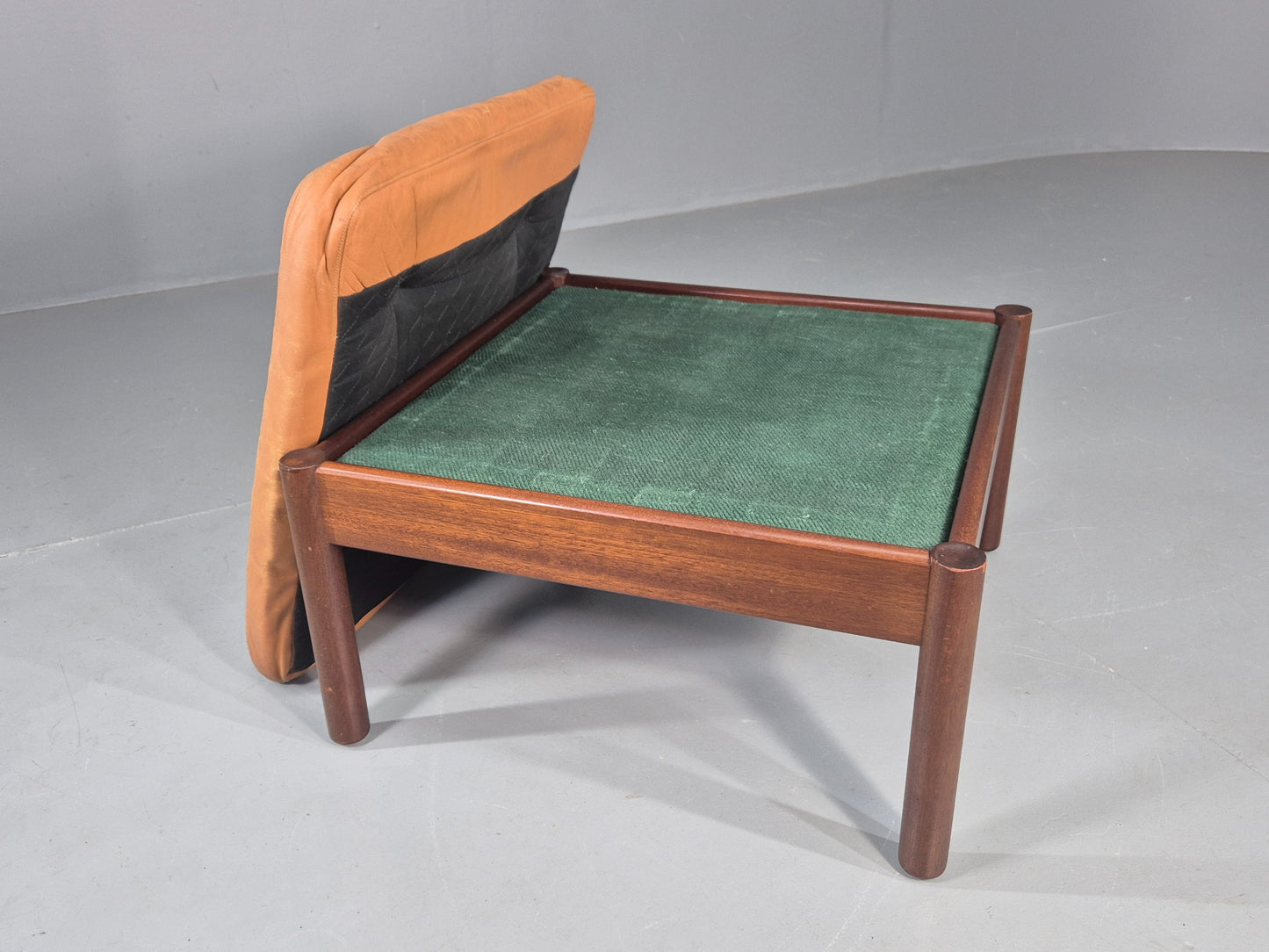 Vintage Danish Mid Century Footstool Leather upholstered Hard Wood Frame EB12009