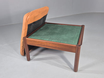 Vintage Danish Mid Century Footstool Leather upholstered Hard Wood Frame EB12009