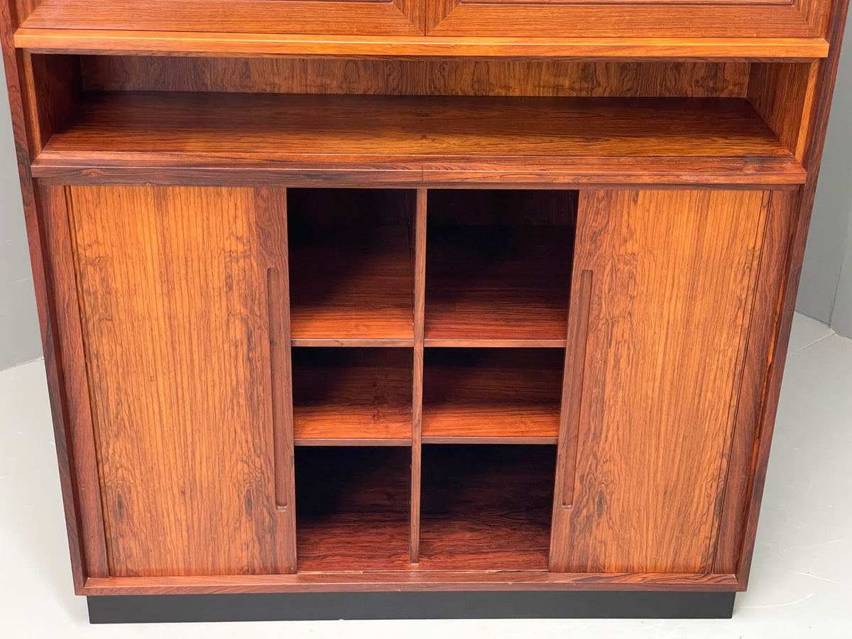 Vintage Danish Wall Unit Mid Century 1960s Tambour Shelving Cabinet Retro 13100