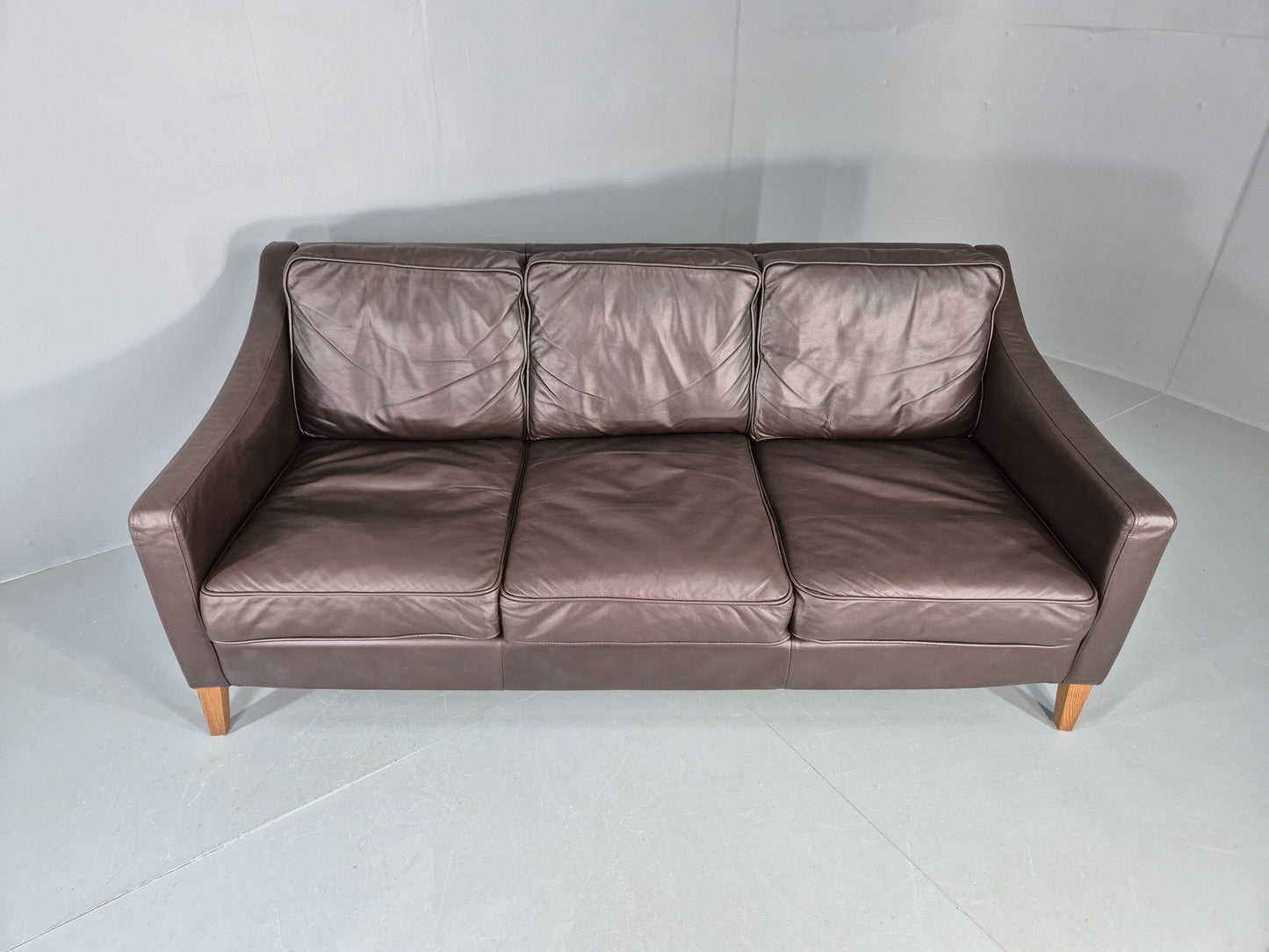 Vintage Scandinavian Style 3 Seat Sofa Sofa.com Brand Brown Leather EB12307