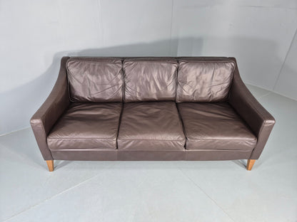 Vintage Scandinavian Style 3 Seat Sofa Sofa.com Brand Brown Leather EB12307