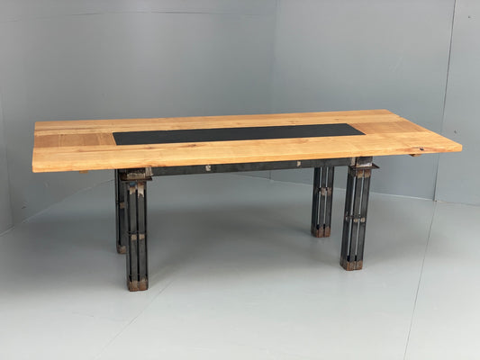 Handmade Dining Table Ash & Steel Frame Designed Tim Germain Slate EB12621