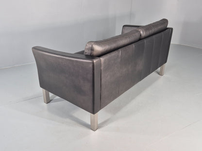 Vintage Stouby 2 Seater Sofa Black Leather 2000s Retro MCM  Quality EB12435