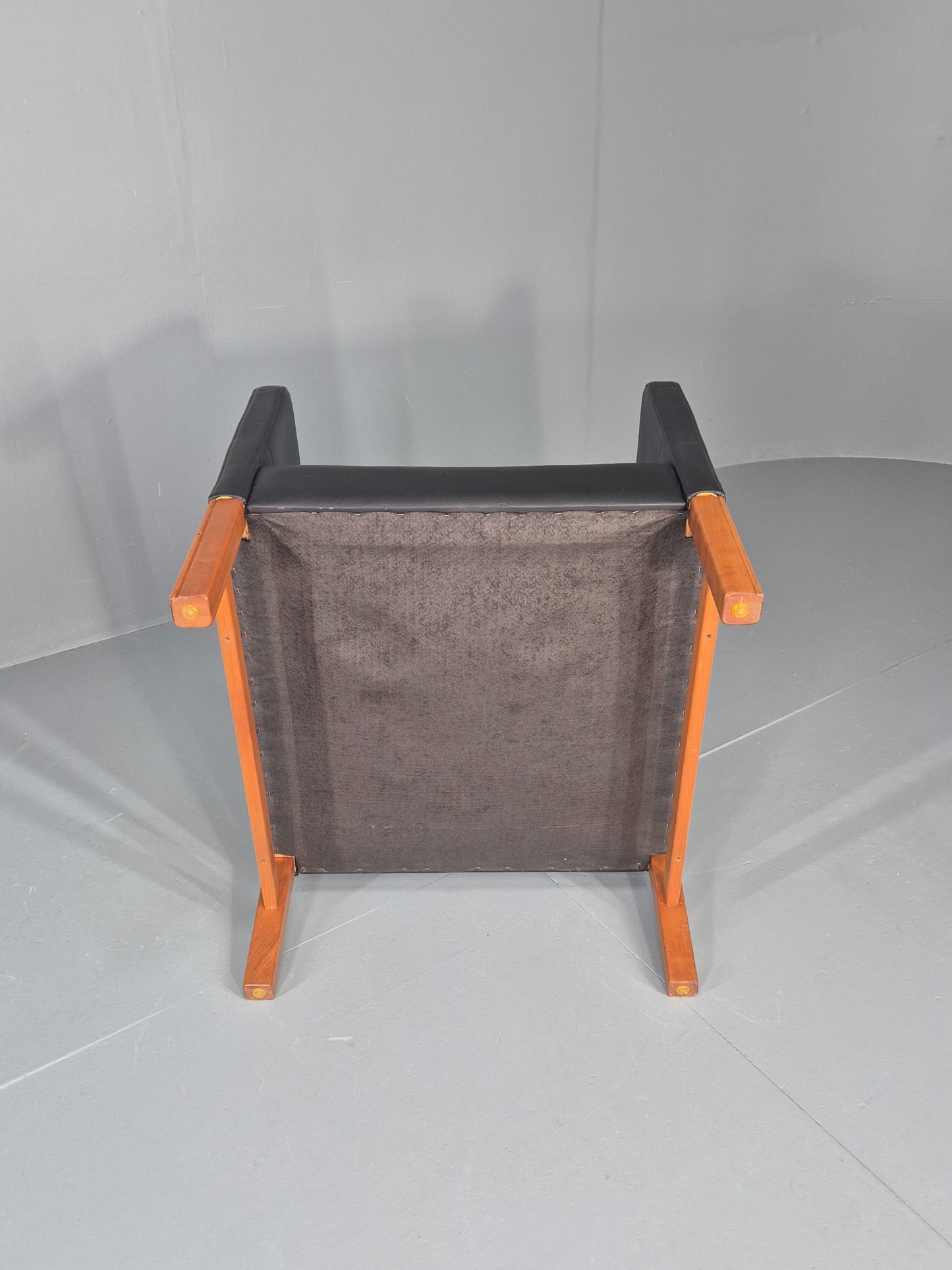 Vintage Skippers Wing Back Lounge Chair 1970s Retro Danish Black Leather EB12361
