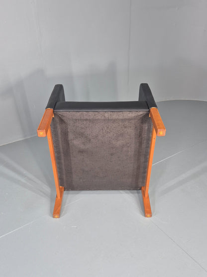 Vintage Skippers Wing Back Lounge Chair 1970s Retro Danish Black Leather EB12361