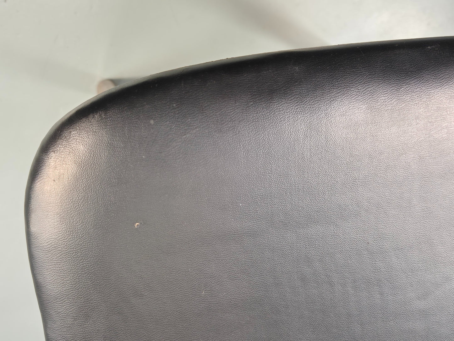 Vintage Mid Century Danish Footstool Black Vinyl Curved Form EB12026