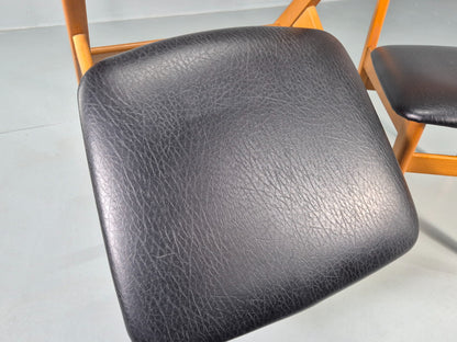 2 Vintage 1960s Dining Chairs Beech Teak and Vinyl Retro Mid Century EB12636