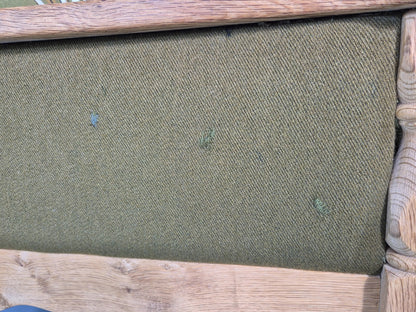 Vintage Danish 3 seater Sofa Oak Kjaenulf Green Cushions 1970s Retro EB12782