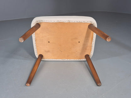 Vintage Mid Century Footstool Danish Cream Vinyl Retro 1960s EB12054