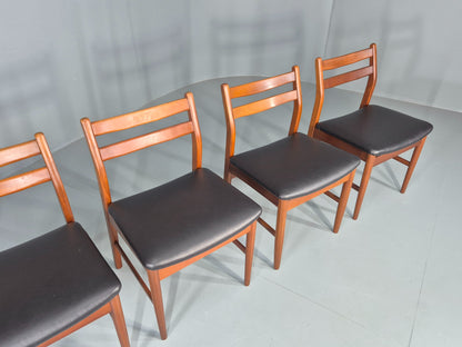4 Vintage Jentique Dining Chairs Teak Frames Black Vinyl 60s RETRO MCM EB1195