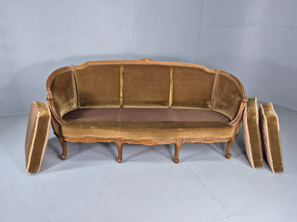 Vintage Danish 1950s 3 Seat Sofa with French Rococo Stylings Retro EB12767