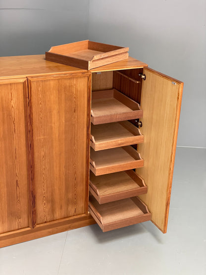Vintage Danish Pine Cabinet By Viborg Møbler 1970s Drawers Shelving EB10846