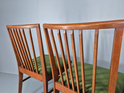 5 Vintage 1960s Dining Chairs Beech Wood frames Green Velvet Seats Retro EB12184