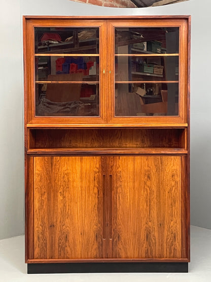 Vintage Danish Wall Unit Mid Century 1960s Tambour Shelving Cabinet Retro 13100