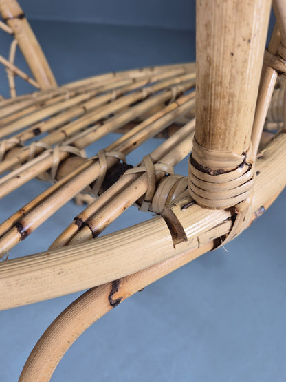 Vintage Bent Bamboose and Rattan Lounge Chair 1980s Retro Eb12649