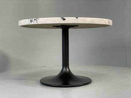 Modern Faux Marble Table Black Metal Base Circular EB12803