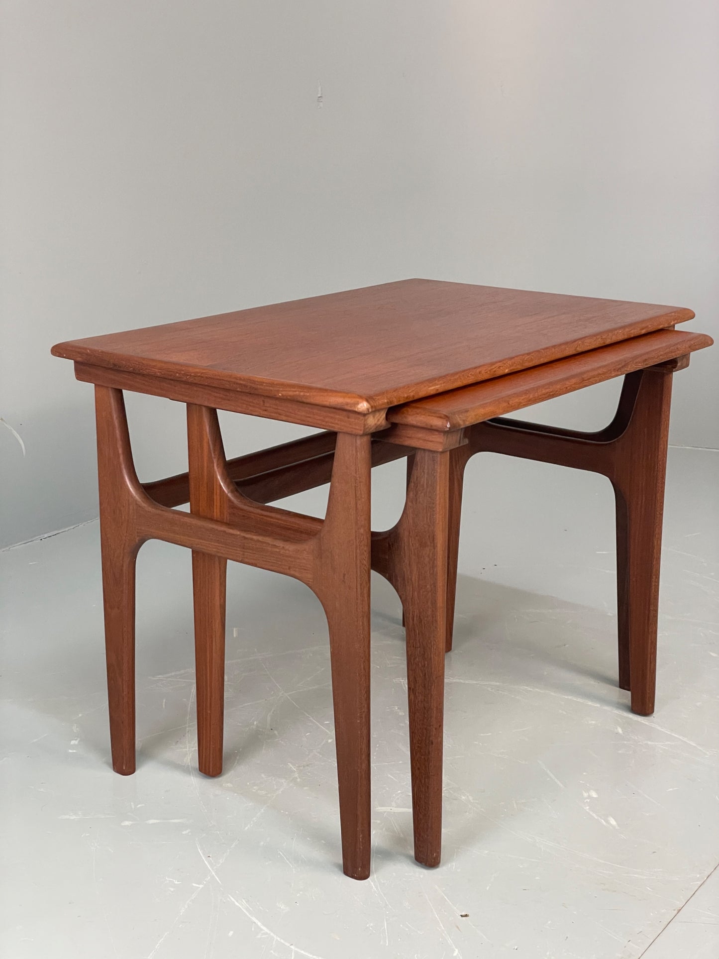 Vintage Teak Nesting Tables By Poul Hundevad Danish Mid Century Pair EB12281