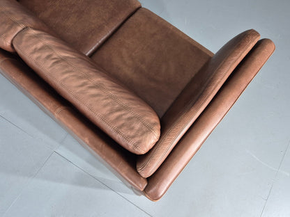 Vintage Mid Century 2 Seater Sofa Danish 1980s Leather Retro EB11636