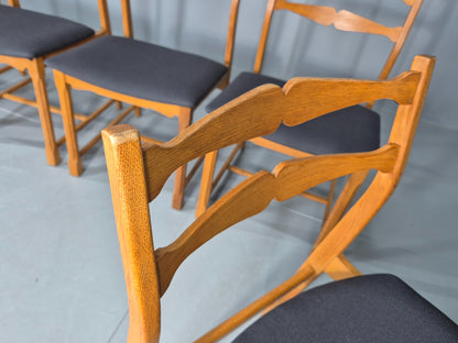 5 Vintage Kjaernulf Style Dining Chairs Oak Frame New Seats 1970s Retro EB12141