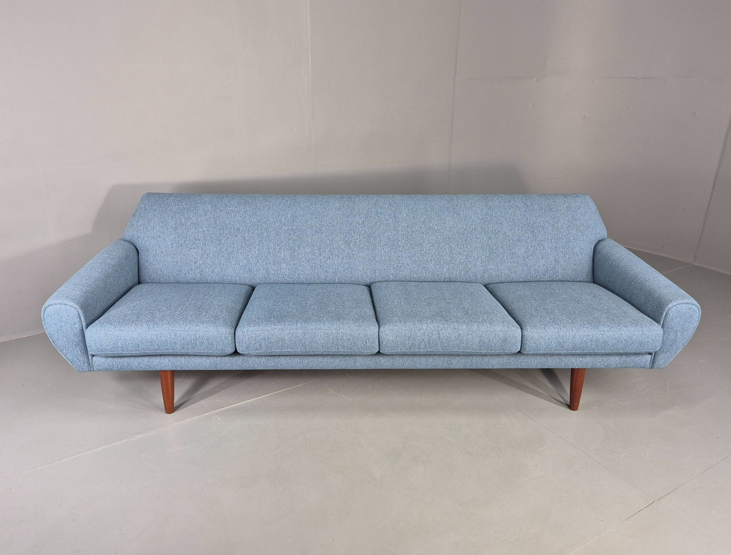 Vintage 4 Seater Sofa 1960s Danish Thams New Upholstery Teak Legs MCM  EB12788