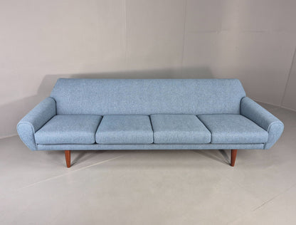 Vintage 4 Seater Sofa 1960s Danish Thams New Upholstery Teak Legs MCM  EB12788