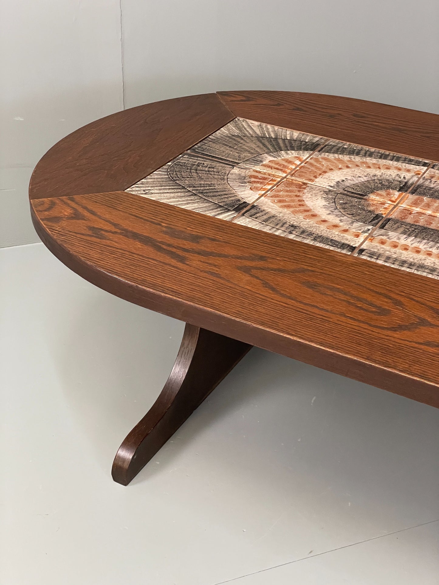 Vintage Coffee Table Tile Topped Oak Retro 1970s Poulsen Style Tiles EB10881