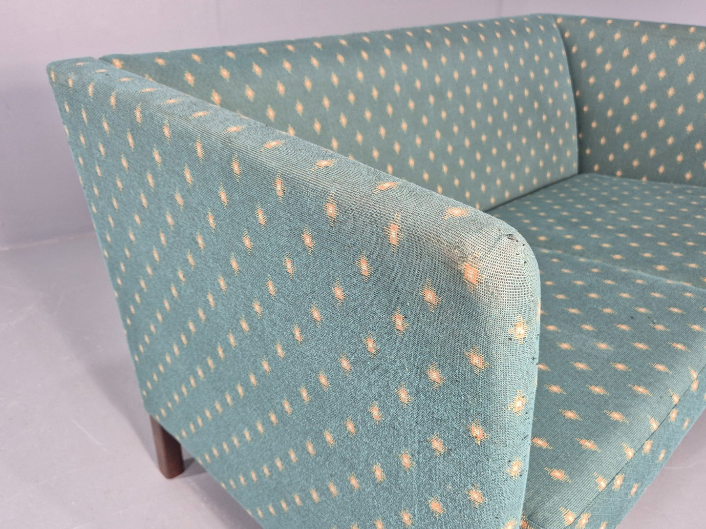 Vintage Danish Mid Century 2 Seater Sofa 1980s Retro Green EB12539