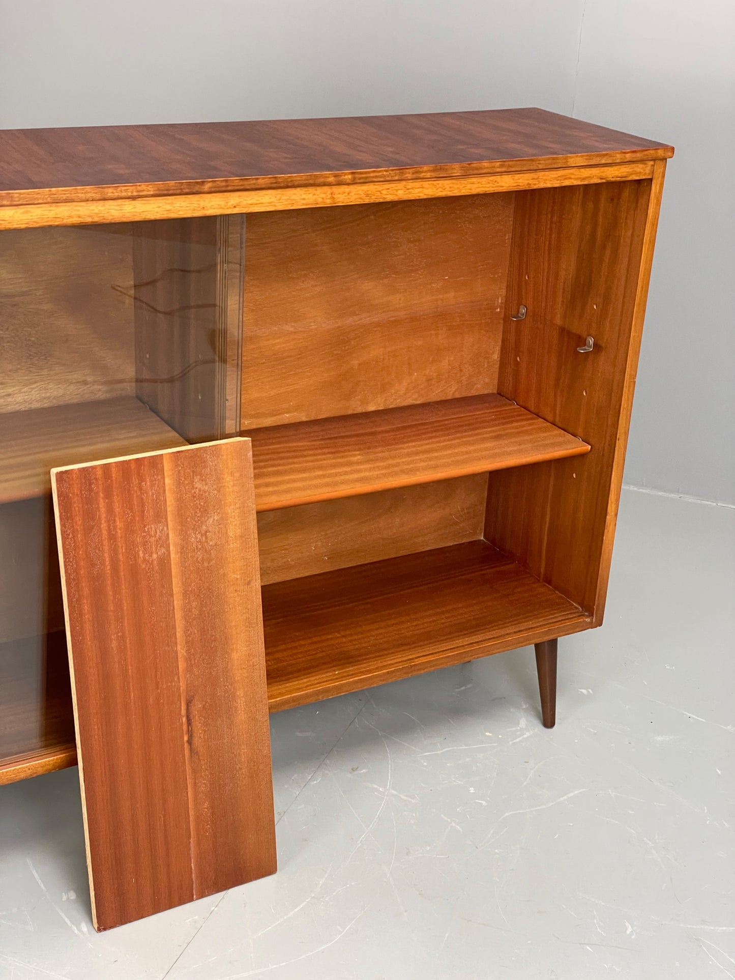 Vintage 1960s Glazed Bookcase Walnut Mid Century Retro Adjustable EB12220