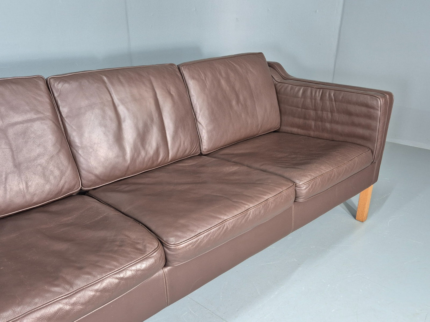 Vintage 3 Seater Sofa Mid Century Retro Brown Leather Mogensen  EB11637 M3SS