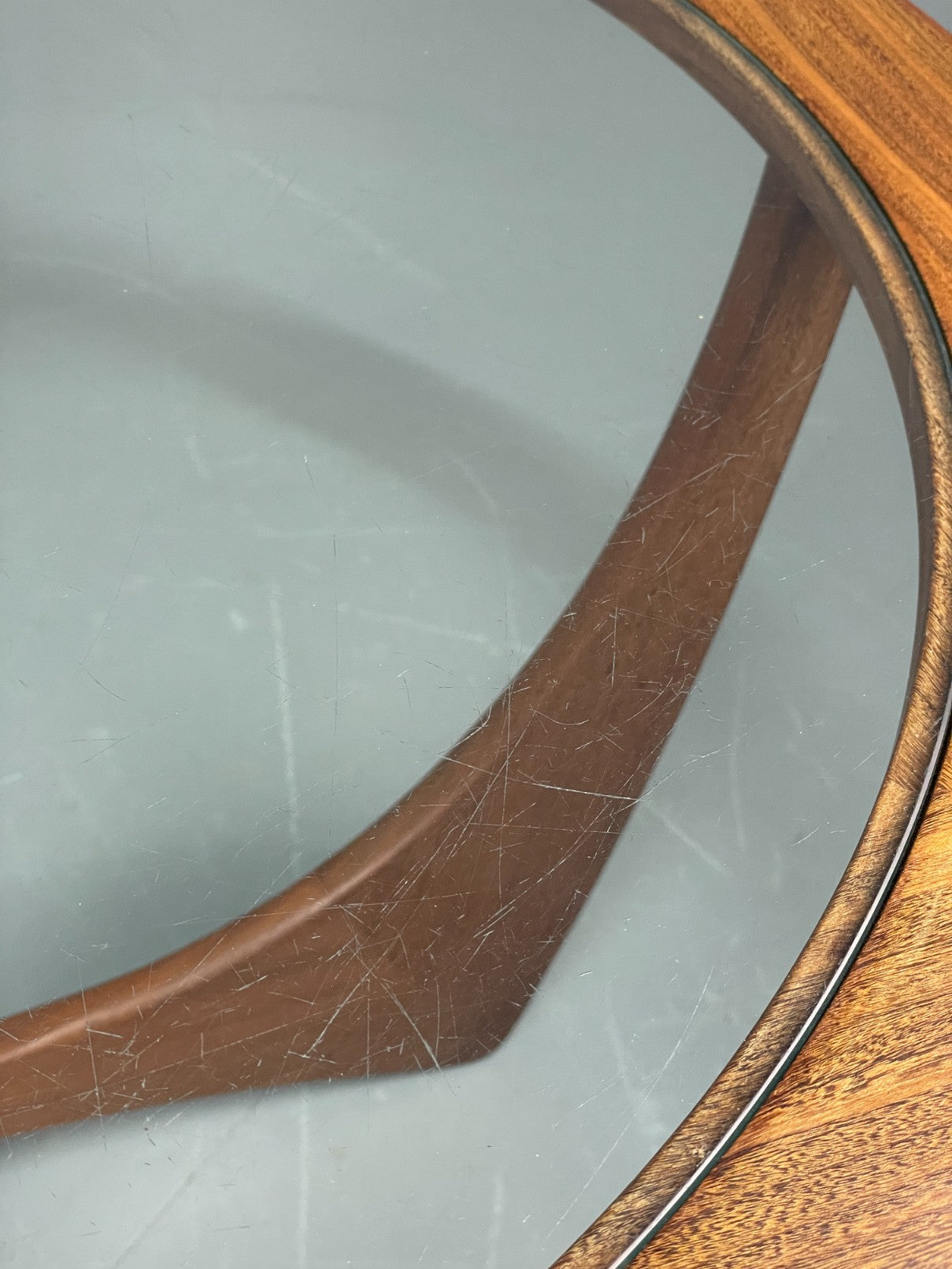 G Plan Astro Coffee Table Round Teak 1960s Mid Century Vintage Glass Top EB12073