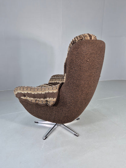 Vintage Egg Chair 1980s Retro Original Cloth Modern Design Brown Cream EB13066
