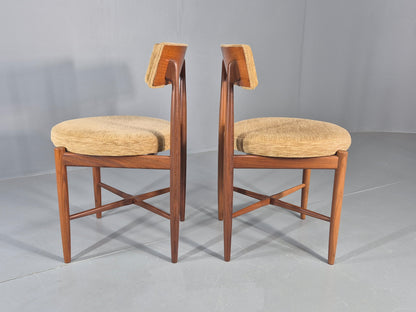 10 Vintage G Plan Dining Chairs Circle Seat Model Teak Frames Chenille EB12027