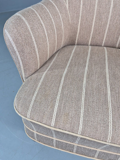 Vintage Danish Mid Century Lounge Chair Grey Cream Stripe 1960s Retro  EB12779