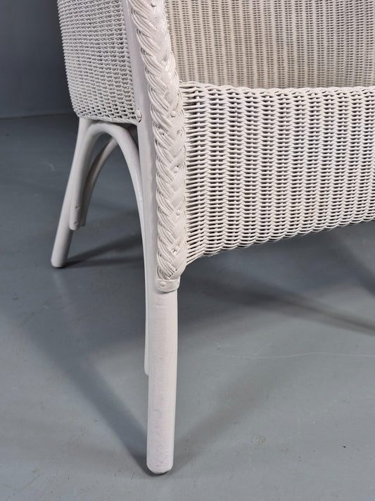 Vintage Lloyd Loom Tub Chair Lusty Brand white Painted 1930s Retro EB12548