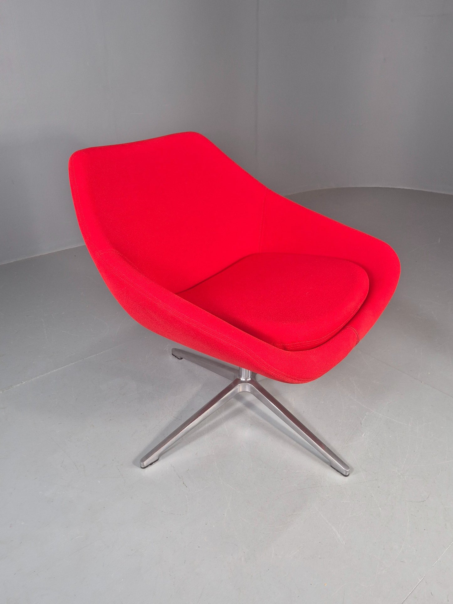 Vintage Allermuir Open Range Swivel Chair Red Fabric EB12248