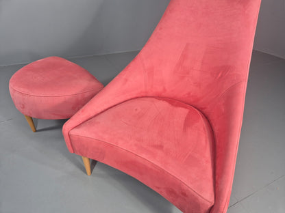 Vintage Silencio Chair and Footstool Pink Velvet Design Richard Ferrer  EB11943