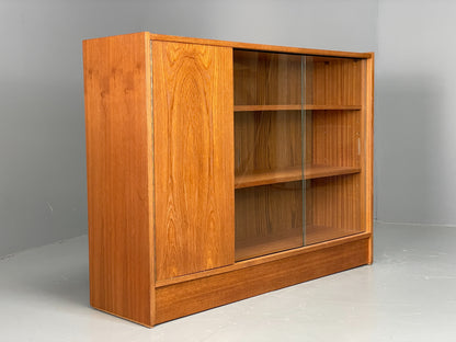 Vintage 1960s Glazed Bookcase Teak Mid Century Modern Shelving Cabinet EB12214