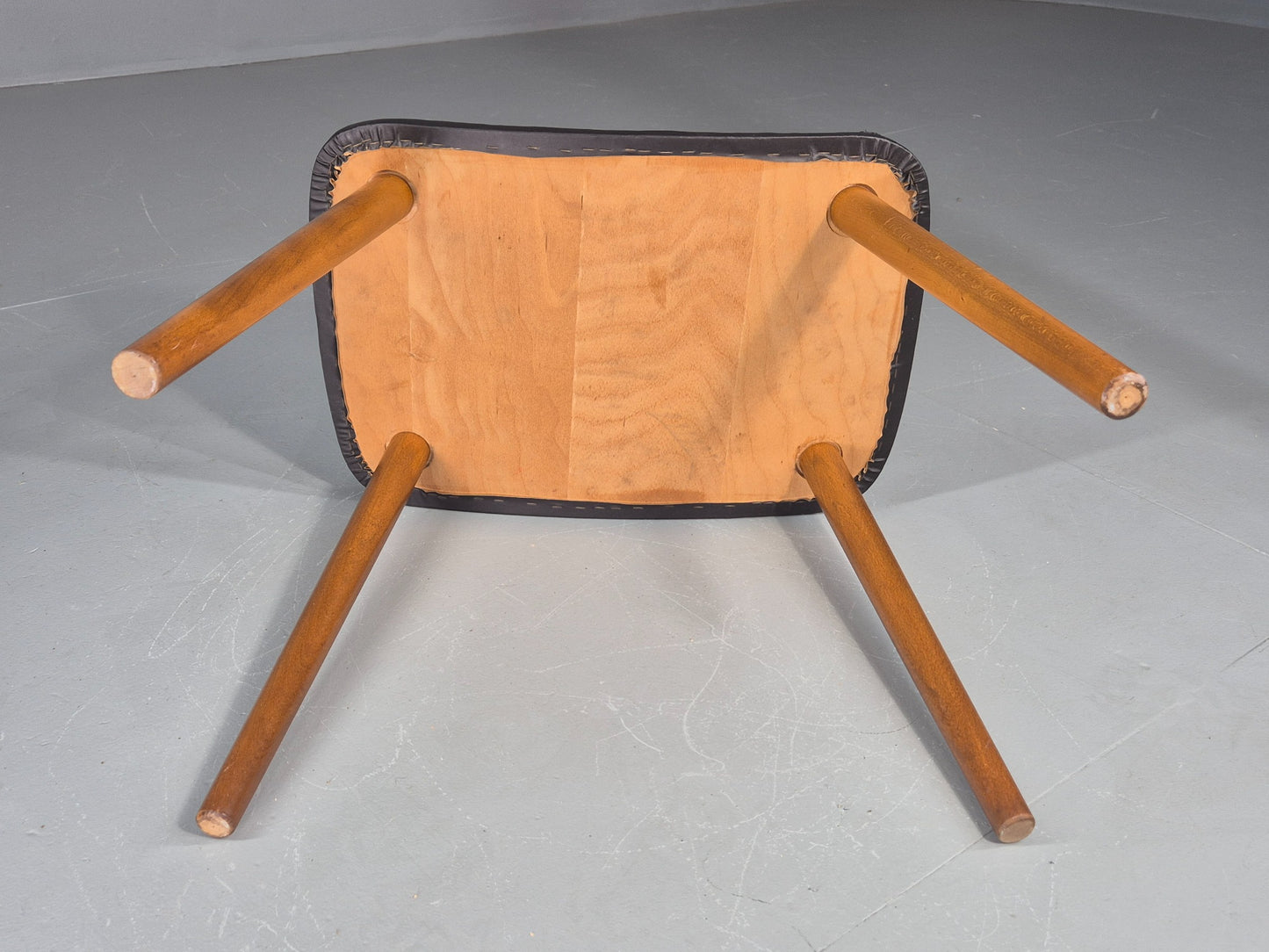 Vintage Mid Century Danish Footstool black vinyl Retro 1960s EB12093