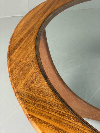 G Plan Astro Coffee Table Round Teak 1960s Mid Century Vintage Glass Top EB12073
