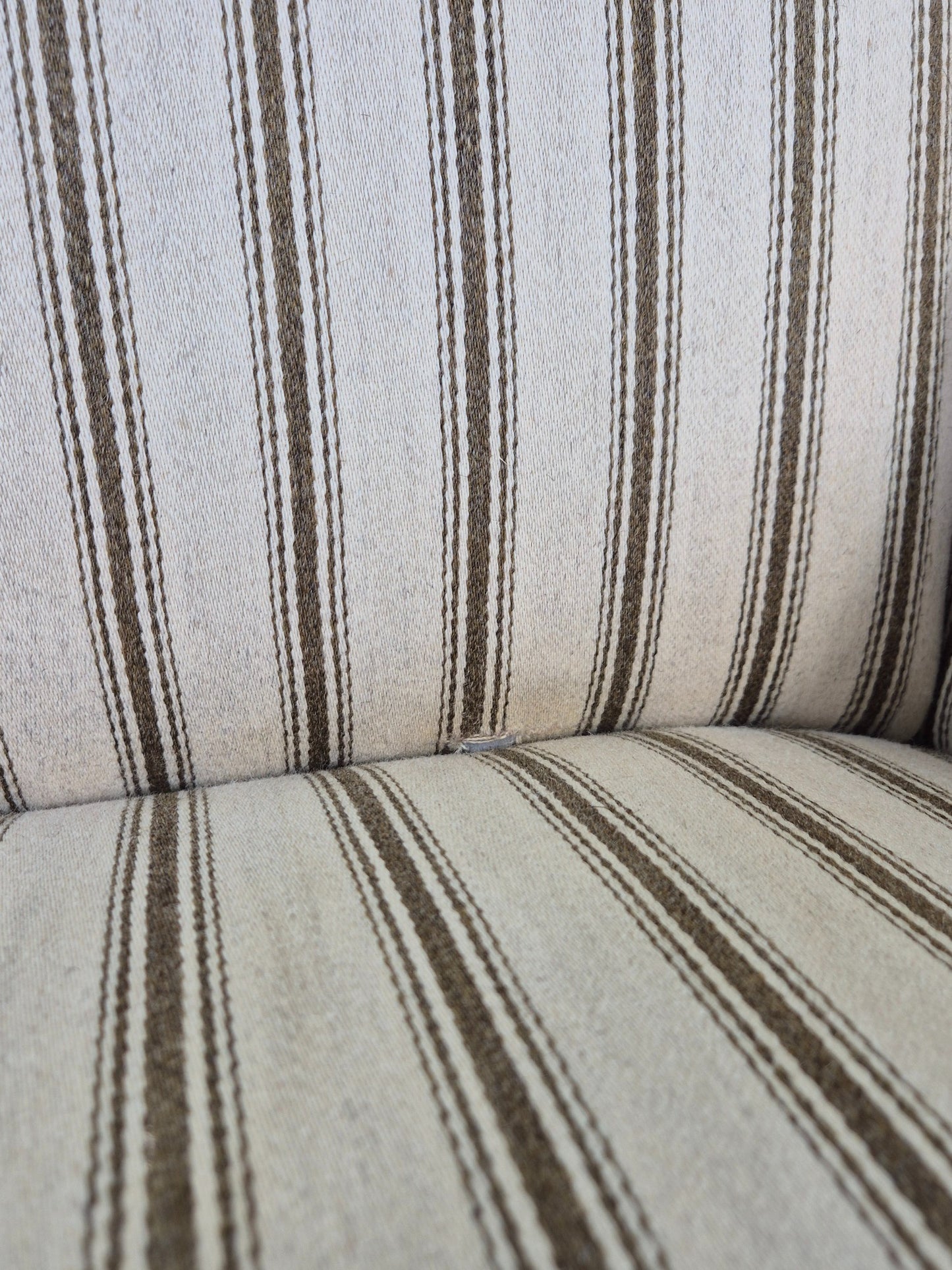 Vintage Mid Century Lounge Chair Danish Design 1960s Cream Wool Stripe EB12095