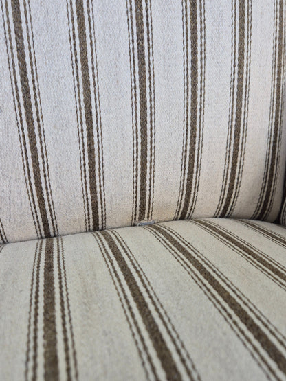 Vintage Mid Century Lounge Chair Danish Design 1960s Cream Wool Stripe EB12095