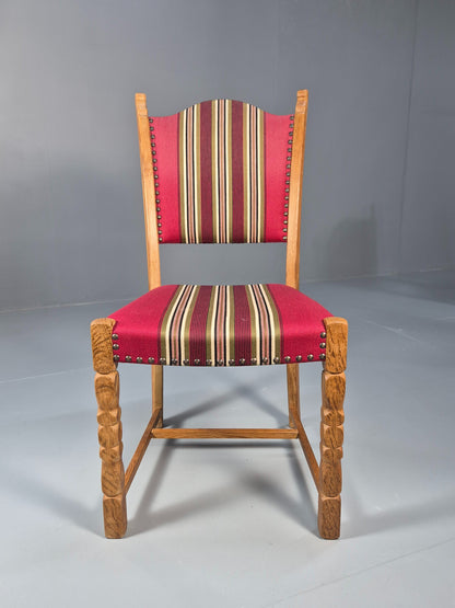 6 Vintage Kjaernulf Style Danish Oak Dining Chairs 1970s Retro Red Wool EB9535