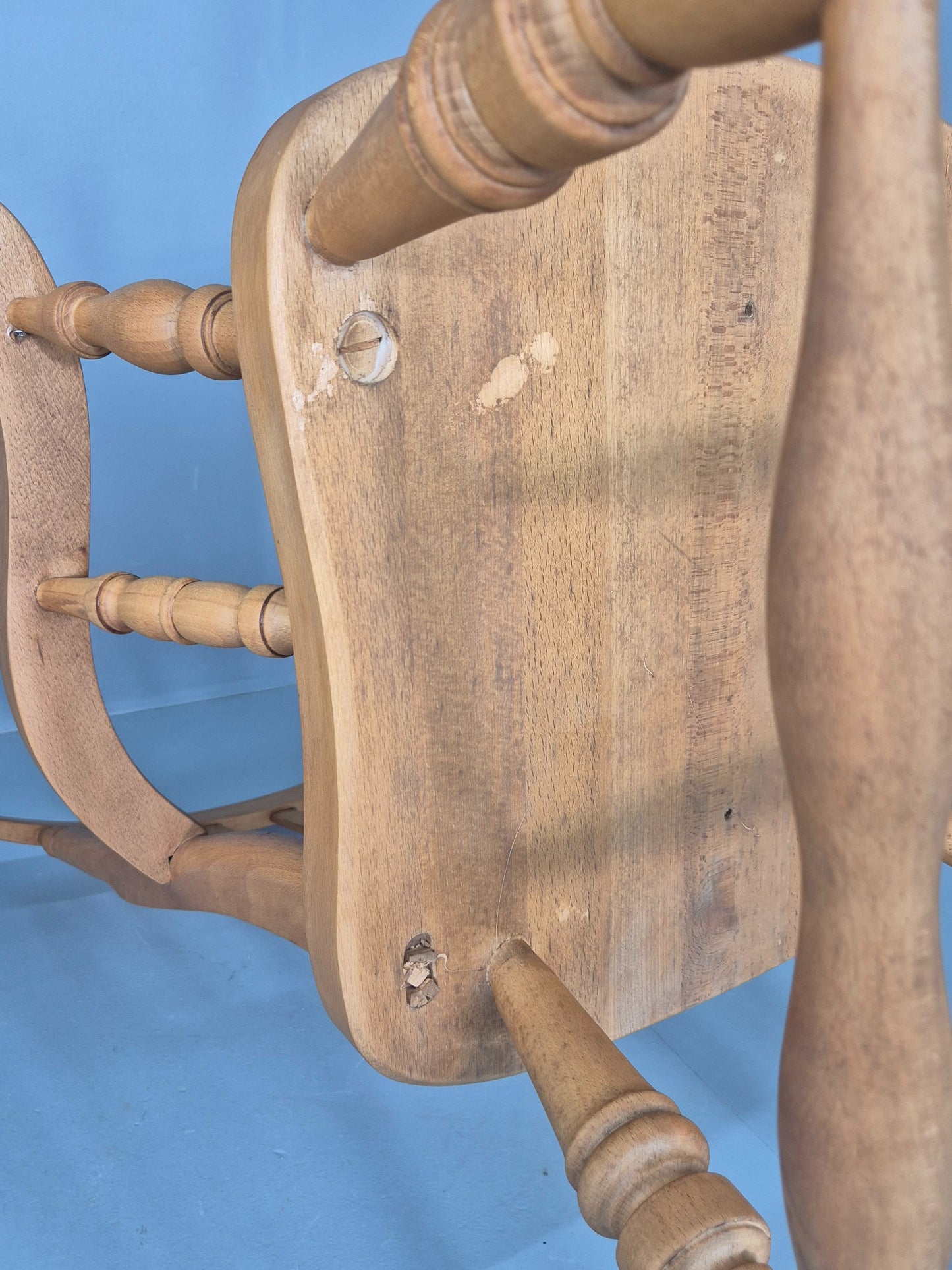 Vintage Traditional Farmhouse Rocking Chair 1970s Cottage Style Beech EB12473
