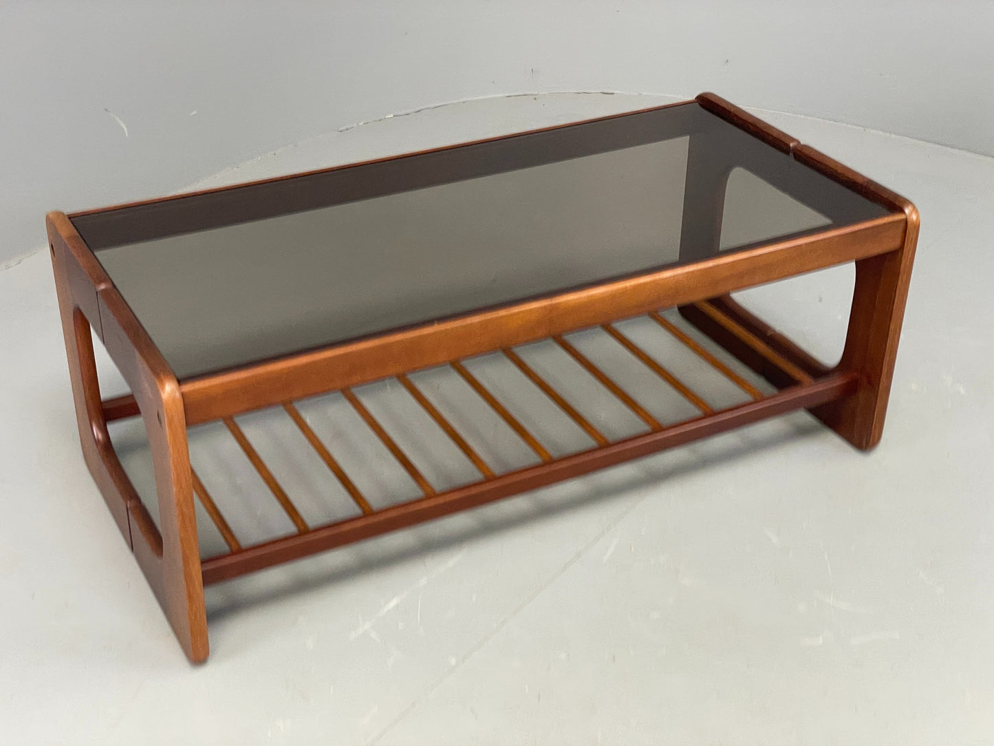 Vintage Danish Coffee Table Teak & Glass Retro 1970s Mid Century EB12304