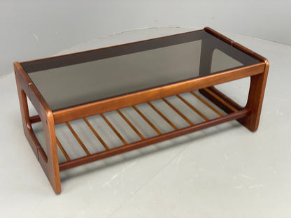 Vintage Danish Coffee Table Teak & Glass Retro 1970s Mid Century EB12304