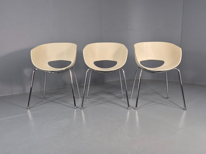 3 Vintage Orbit Chairs Moulded Plastic and Chrome Modern Design EB12131