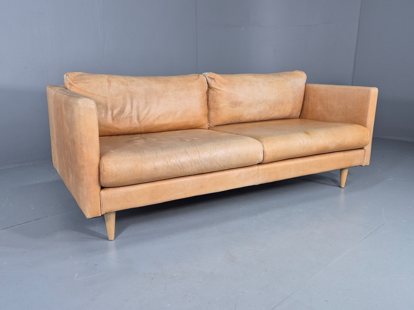 Vintage 2.5 Seater Sofa Danish Style Modern Design Tan Leather EB12482